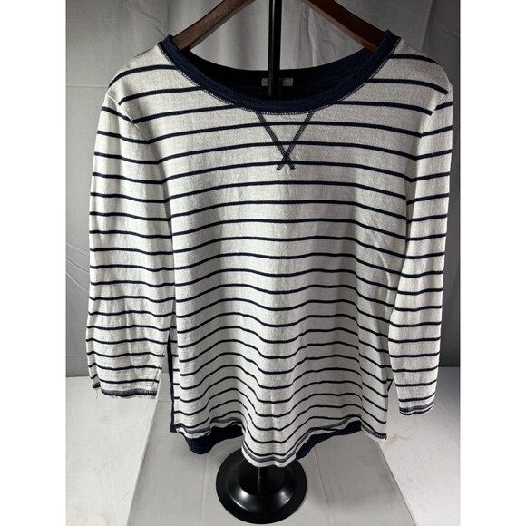 GAP Tops - Gap White With Blue Stripes, Pullover Size Large